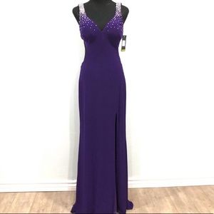BNWT La Femme floor length beaded dress